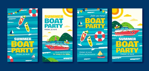 Handgetekende bootfeest instagramverhalen