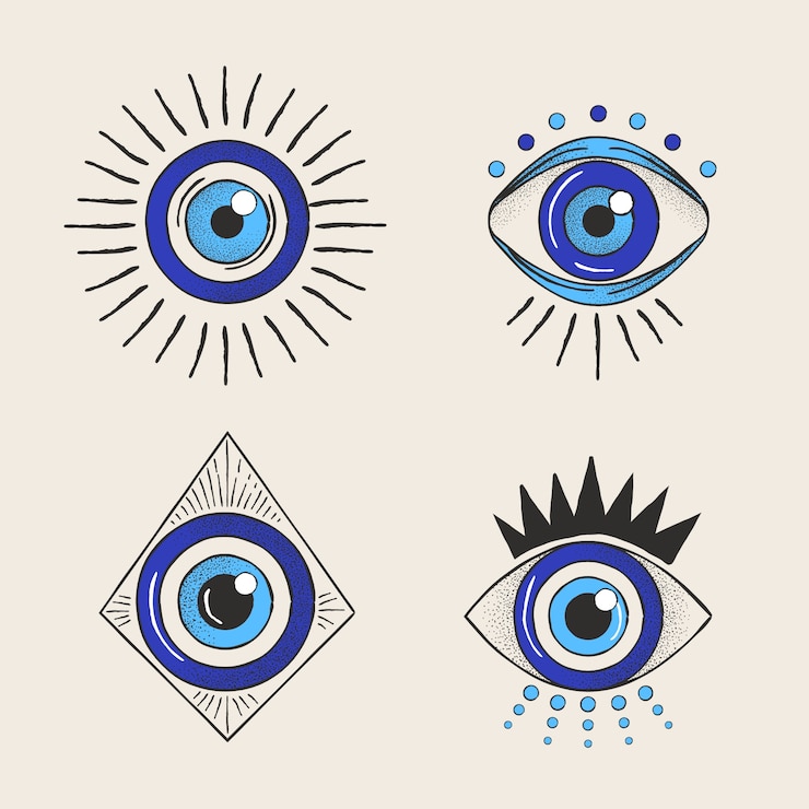 Gratis Vector handgetekende boze oogsymbolen
