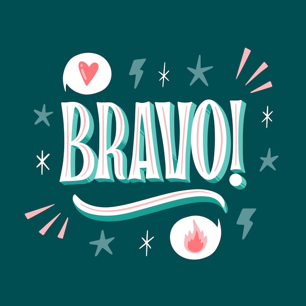 Gratis vector handgetekende bravo belettering illustratie