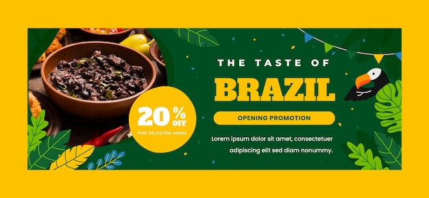 Handgetekende braziliaanse restaurant facebook cover