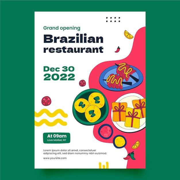 Handgetekende braziliaanse restaurantposter