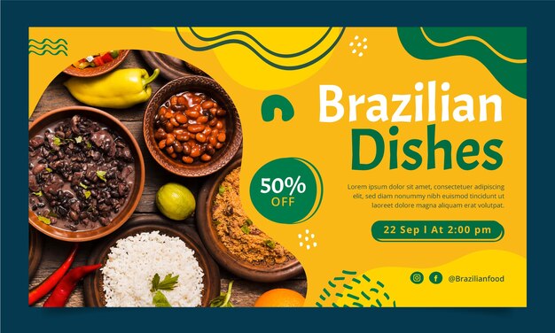 Handgetekende Braziliaanse restaurantsjabloon