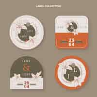 Gratis vector handgetekende bruiloft badge collectie