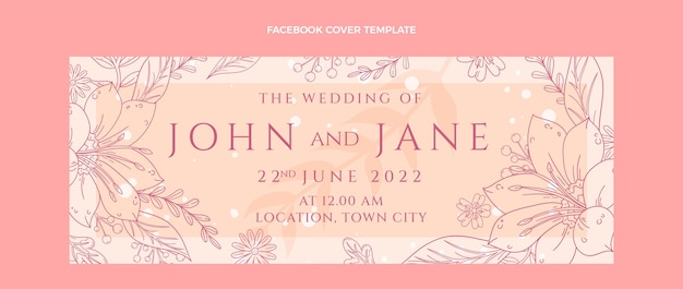 Gratis vector handgetekende bruiloft facebook omslag