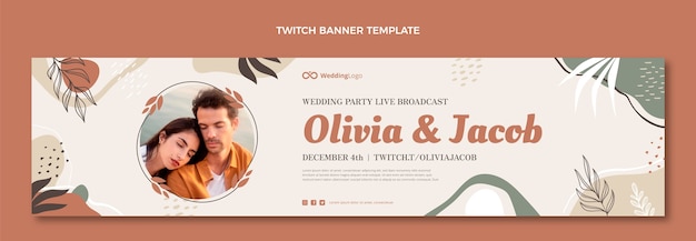 Handgetekende bruiloft twitch banner