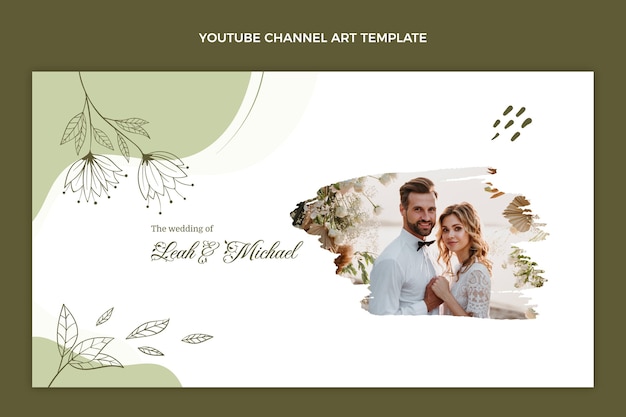 Gratis vector handgetekende bruiloft youtube-kanaalafbeeldingen