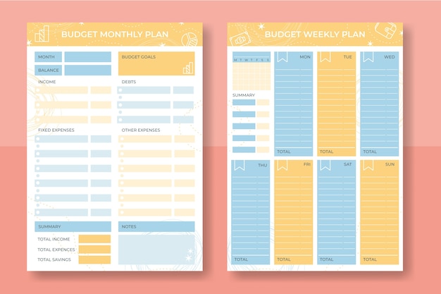 Gratis vector handgetekende budgetplanner-sjabloon