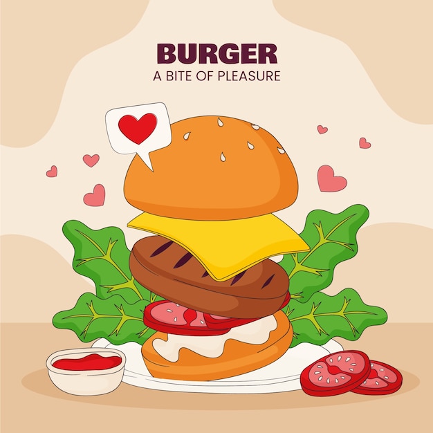 Gratis vector handgetekende burgerillustratie