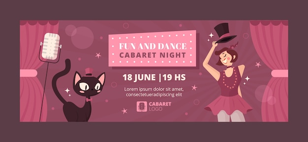 Handgetekende cabaret facebook voorbladsjabloon