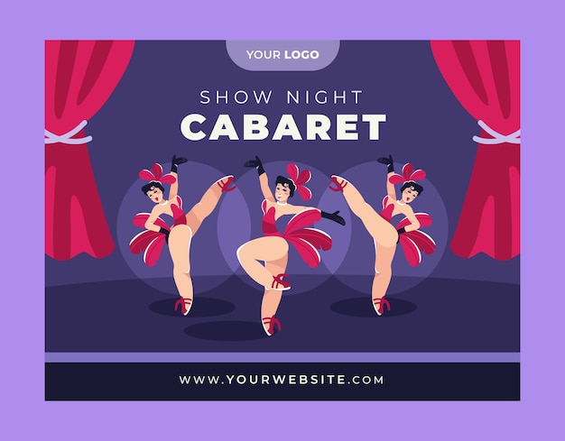 Gratis vector handgetekende cabaret photocall-sjabloon met dansers