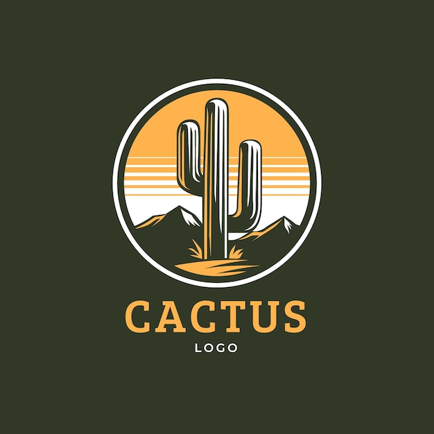 Handgetekende cactus logo sjabloon