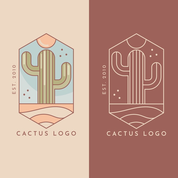 Handgetekende cactus logo sjabloon