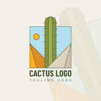 Gratis vector handgetekende cactus logo sjabloon