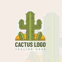 Gratis vector handgetekende cactus logo sjabloon