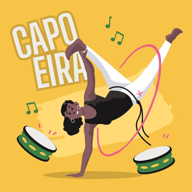 Handgetekende capoeira-illustratie