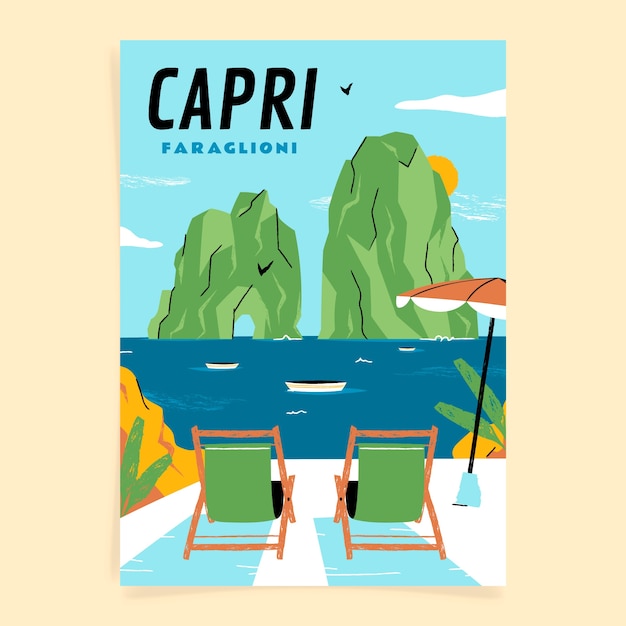 Handgetekende capri-postersjabloon