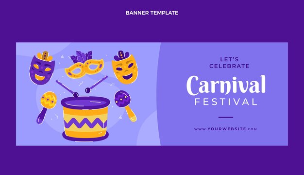 Gratis vector handgetekende carnaval horizontale banner