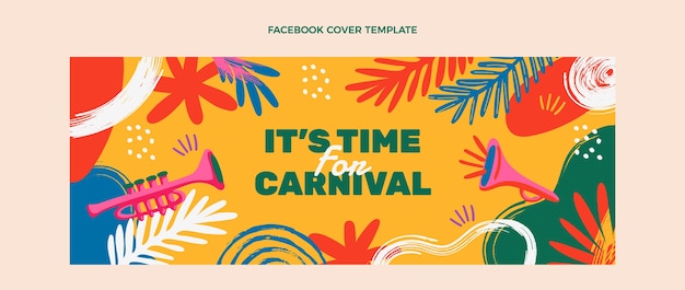 Handgetekende carnaval sociale media voorbladsjabloon