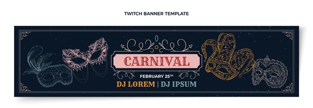 Gratis vector handgetekende carnaval twitch banner