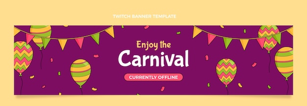 Gratis vector handgetekende carnaval twitch banner