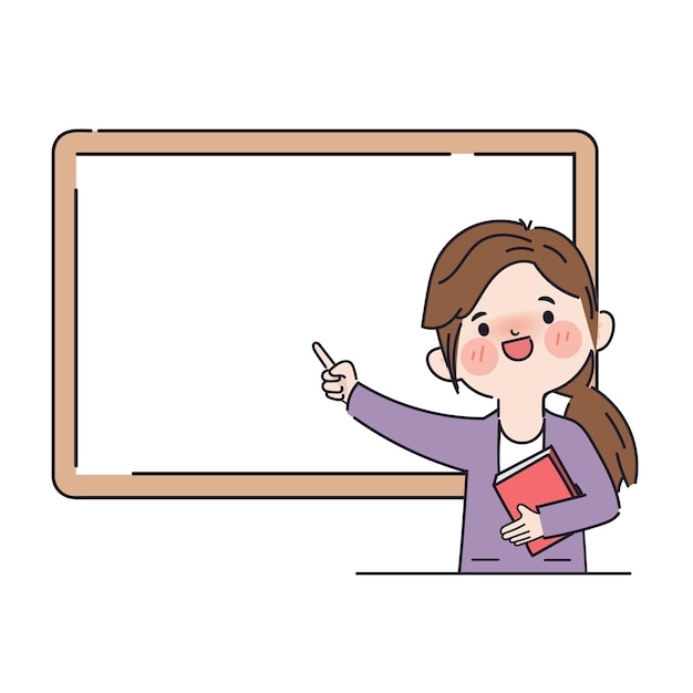 Handgetekende cartoon leraar lesgeven op de achtergrond van de klas