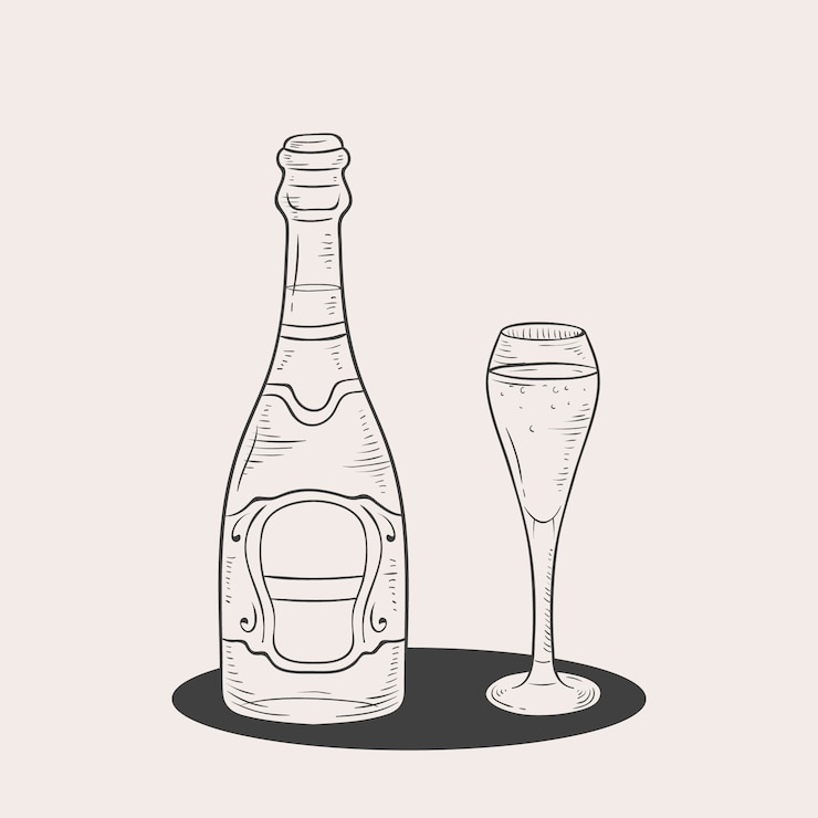 Gratis Vector handgetekende champagnetekening