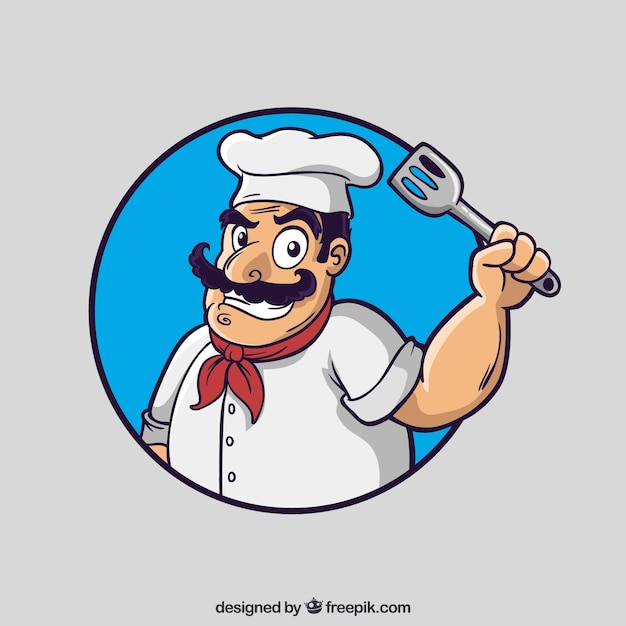 Handgetekende chef-kok achtergrond
