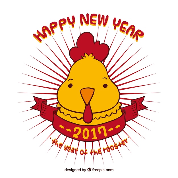 Handgetekende chick voor Chinees Nieuwjaar achtergrond
