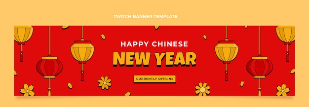 Gratis vector handgetekende chinees nieuwjaar twitch banner