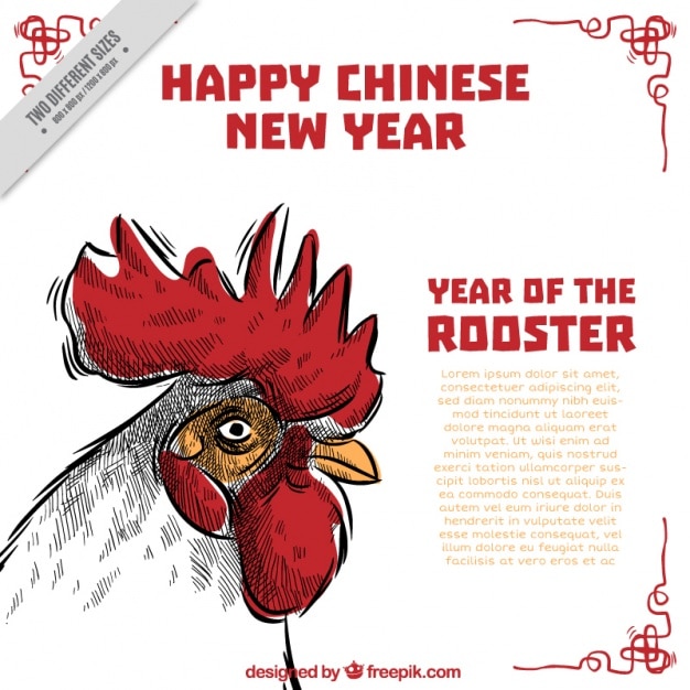 Handgetekende chinese nieuwe jaar achtergrond