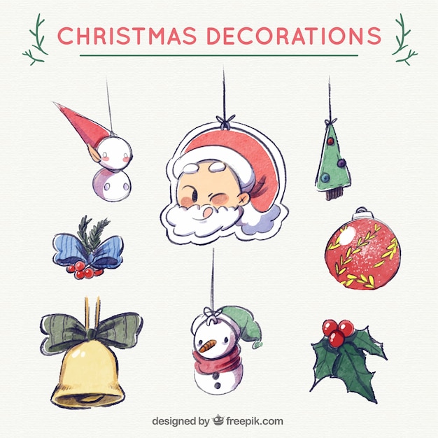 handgetekende christmas objects decoratie