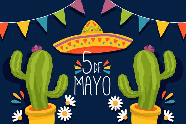 Handgetekende cinco de mayo fesitive concept