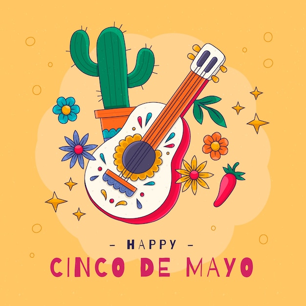 Handgetekende cinco de mayo illustratie