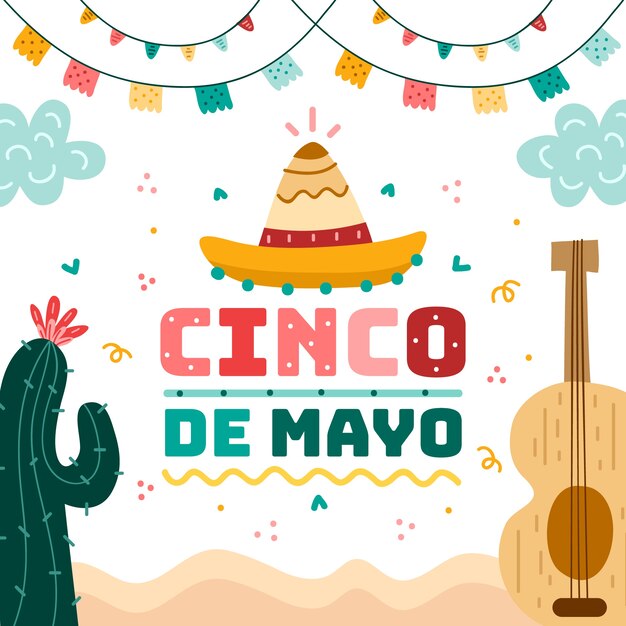 Gratis vector handgetekende cinco de mayo