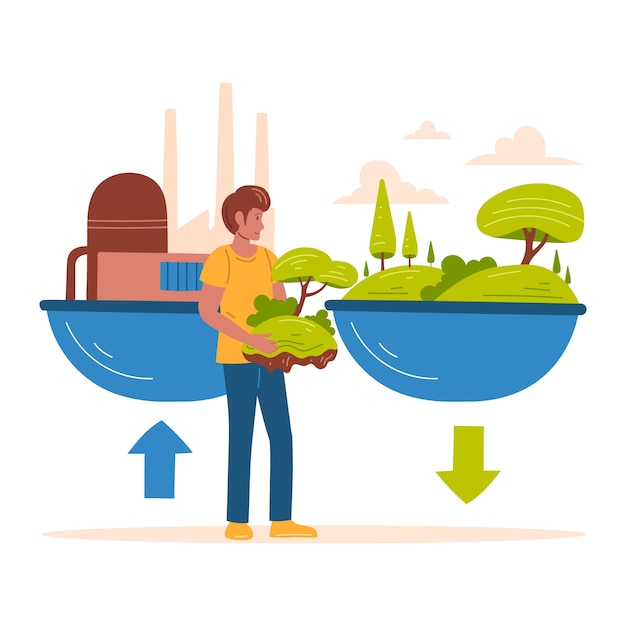 Handgetekende CO2-neutrale illustratie