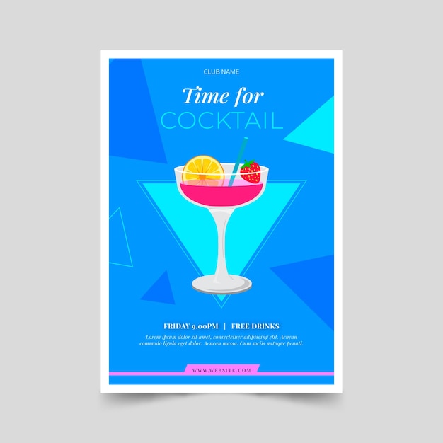 Gratis vector handgetekende cocktailflyer met plat ontwerp