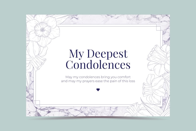 Gratis vector handgetekende condoleancekaartsjabloon
