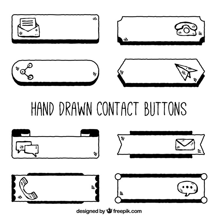 Gratis Vector handgetekende contact knoppen te pakken