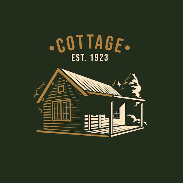 Handgetekende cottage-logo-ontwerp