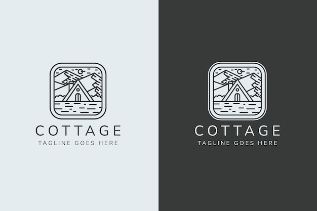 Handgetekende cottage-logo sjabloon