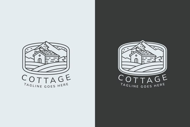 Handgetekende cottage-logo sjabloon