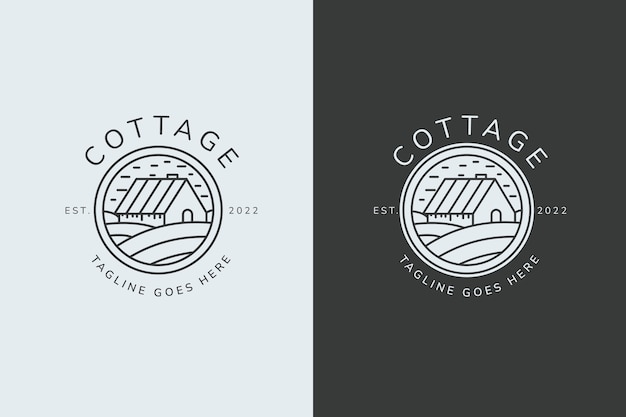 Handgetekende cottage-logo sjabloon