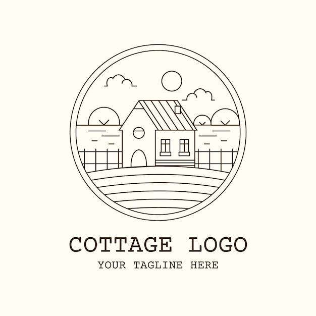 Handgetekende cottage-logo