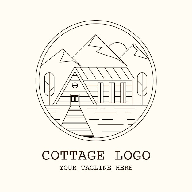 Gratis vector handgetekende cottage-logo