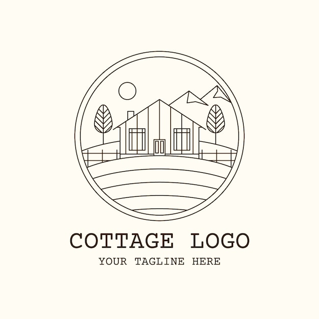 Gratis vector handgetekende cottage-logo