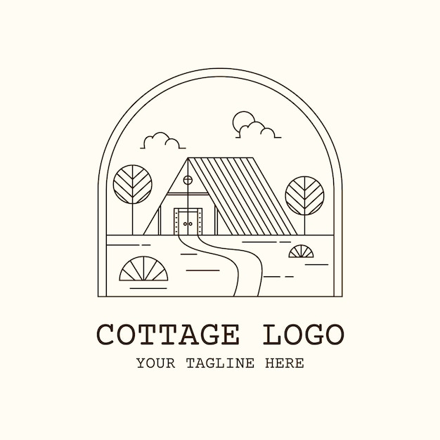 Gratis vector handgetekende cottage-logo