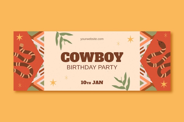 Gratis vector handgetekende cowboyfeest facebook cover