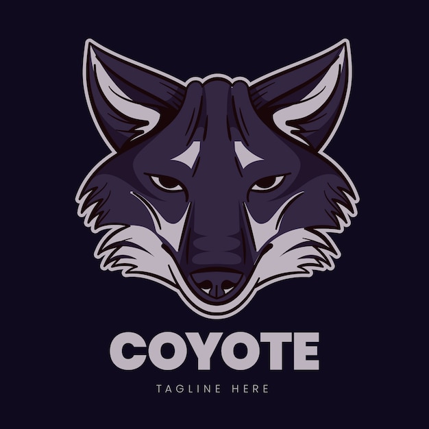 Handgetekende coyote logo sjabloon