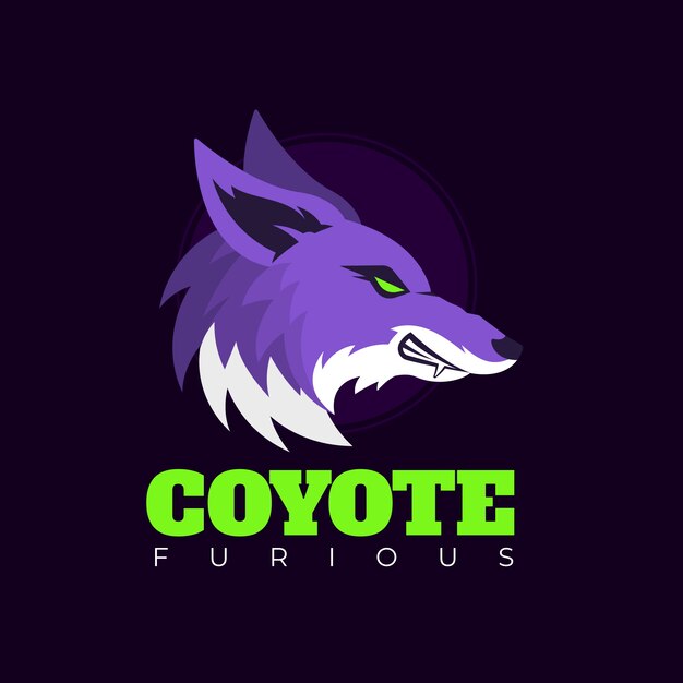 Handgetekende coyote logo sjabloon