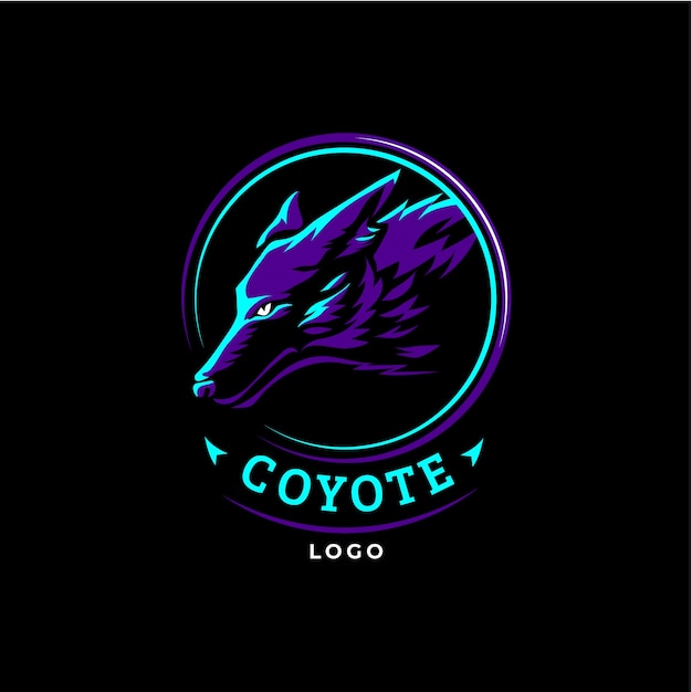 Handgetekende creatieve coyote logo sjabloon